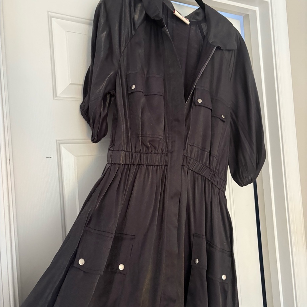 Charcoal Metallic Maxi Dress Sz Medium